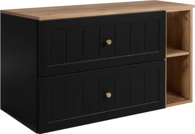 Immagine prodotto di Rodan | Mobile Sottolavabo - Nero e Marrone - 100 cm - Cassetti con Chiusura Soft-Close - Scaffale con Ripiano