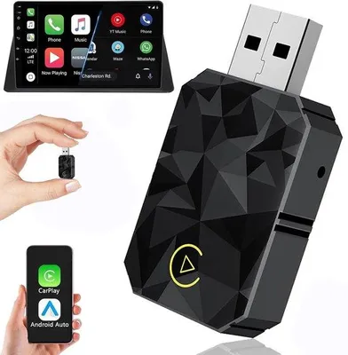 Immagine prodotto di Adattatore CarPlay wireless per iPhone - Convertitore CarPlay wireless - Plug & Play - Adattatore CarPlay wireless compatibile con iPhone iOS 12+ / Android 11+ - Adattatore CarPlay veloce senza ritardi
