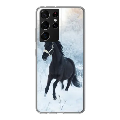 Produktbild von MuchoWow® Handyhülle Schutzhülle Hülle für Samsung Galaxy S21 Ultra Pferd - Schnee - Wald Silikon Softcase Handy Hülle - Mobiltelefon