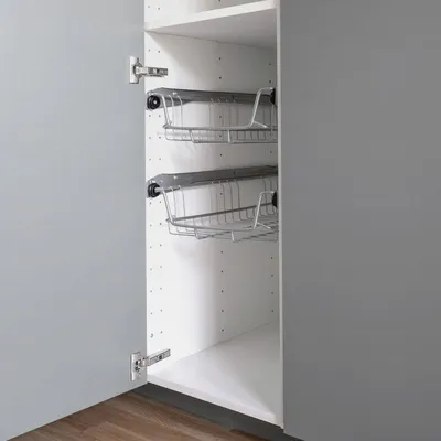 Produktbild von Teleskopschublade - für Schrankbreite 30 40 50 oder 60 cm/verchromt/Setwahl- Küchenschublade Korbauszug Schrankauszug, Schubladeneinsätze für Küchenschrank / 60 cm