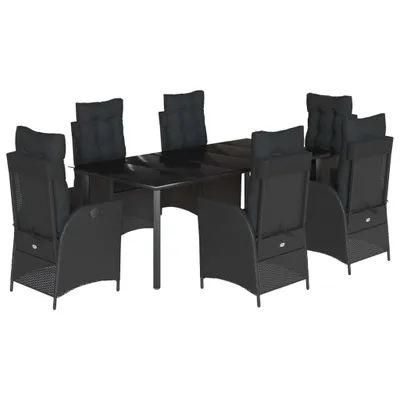 Produktbild von vidaXL 7-tlg. Garten-Essgruppe mit Kissen Schwarz Poly Rattan