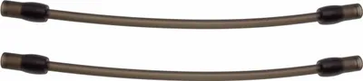 Two identical curved hoses with black connectors on each end, presented against a white background.