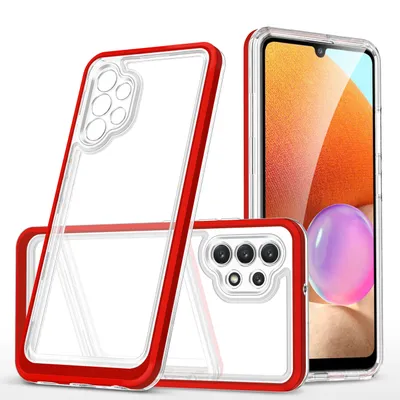 Produktbild von Klar Etui Fall Abdeckung mit Rahmen für Samsung Galaxy A72 Rot