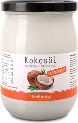 Produktbild von Kokosöl mild 1000 ml I schonend gepresst I geschmacks- und geruchsneutral im Glas I Kokosöl desodoriert von bioKontor