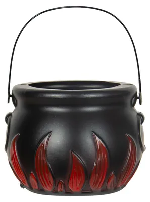 Produktbild von Schwarzer Hexenkessel mit Flammen Motiv als Verzierung 18 cm