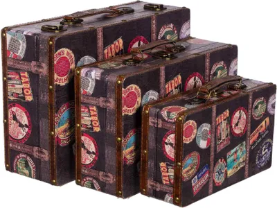 Produktbild von Truhe Kiste KD1291 Geschenkbox Holztruhe Vintage Look Schatzkiste ., Größe:SET Größe M + L + XL