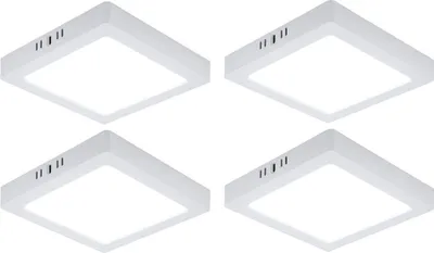 Four white square LED ceiling lights are arranged in a 2x2 grid against a white background.