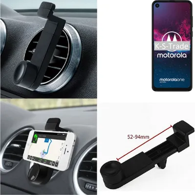 Produktbild von K-S-Trade Lüftungshalterung kompatibel mit Motorola one action KFZ-Halterung Autohalterung Handy-halterung Lüftungsgitter Lüftungsschlitze Schwarz