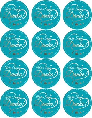 Produktbild von Oblique Unique 12 Sticker Wir sagen Danke! Aufkleber zum Danke sagen für Gastgeschenk Geschenkdeko blau