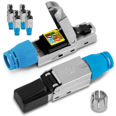 Produktbild von 6x Cat 8 Netzwerkstecker CAT 8.1 RJ45 LAN Netzwerk Stecker geschirmt Werkzeuglos
