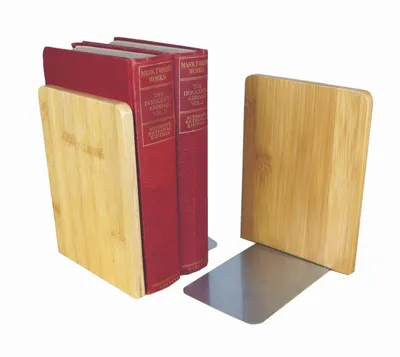 Produktbild von MyLibrary Buchstützen 2er Set | Holz & Edelstahl | Bookends