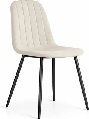 Produktbild von Samt-Polsterstuhl, gesteppt LUMO Beige mit schwarzen Beinen