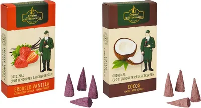 Produktbild von Crottendorfer Räucherkerzen 2er Set Sommer: Erdbeer-Vanilla / Cocos - Inhalt jeweils 24 Stück, Größe M (Standard)