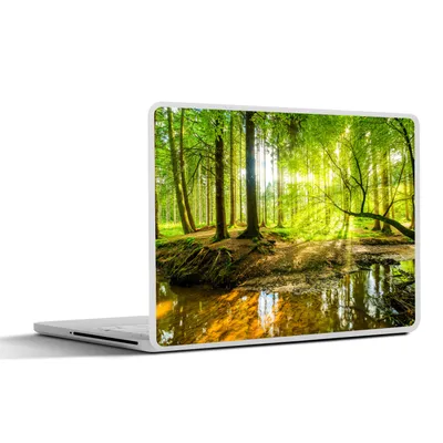 Produktbild von MuchoWow® Laptop Aufkleber Sticker Cover Wald - Landschaft - Wasser - Bäume - Sonne - Grün - Natur 25x18 cm - Laptop-Deko