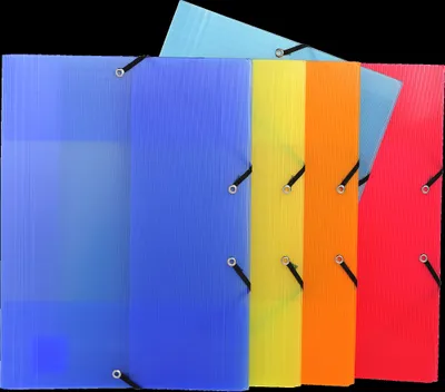 Produktbild von Exacompta 55877E 25x Sammelmappe mit 3 Klappen und Gummizug aus PP 800µ, Linicolor, 24x32cm für DIN A4 - Farben sortiert