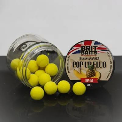 Immagine prodotto di BritBaits, boilies pop-up fluorescenti, gusto banana-ananas, diametro 16 mm
