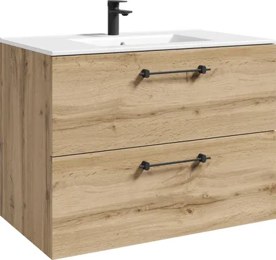 Image de Meuble de salle de bain Muro 80 cm - Chêne - avec lavabo