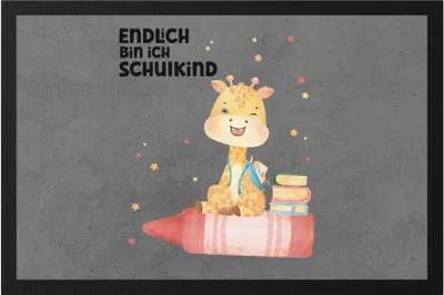 Produktbild von Endlich bin ich Schulkind Fußmatte Süße Giraffe Einschulung Geschenk