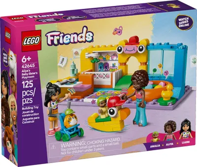 Produktbild von LEGO Friends Das Spielzimmer von Aliyas kleiner Schwester, Bauset für Rollenspiele, Spielzeug für Mädchen ab 6 Jahren, 2 Minifiguren der Charaktere, Babyfigur und Kinderwagen 42645