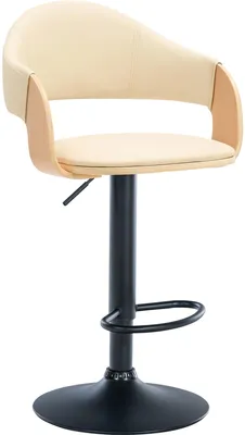 Produktbild von CLP Barhocker Nilse Kunstleder mit Holzsitzschale natur/creme Gestell Farbe schwarz