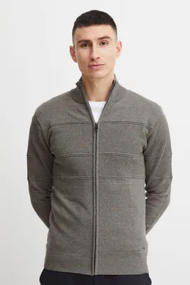 Produktbild von 11 Project PRYannik Herren Strickjacke Cardigan Feinstrick mit Stehkragen und Reißverschluss