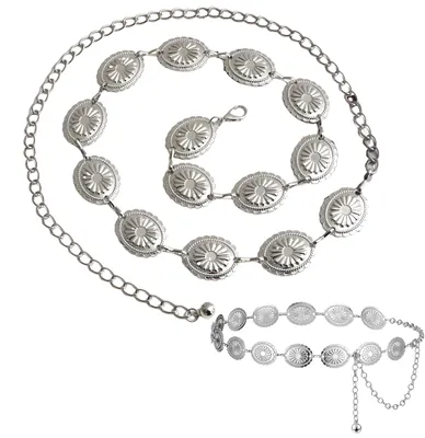 Produktbild von Nokwocy Silbern Gürtel,Damen Metall Hüftgürtel,Kettengürtel Silberns Damen, mit