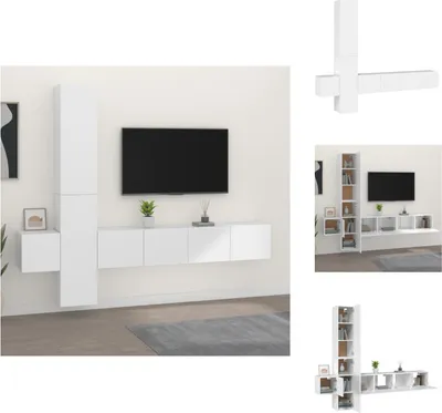 Produktbild von vidaXL 5-tlg. TV-Schrank-Set Weiß Holzwerkstoff -  TV-Möbel
