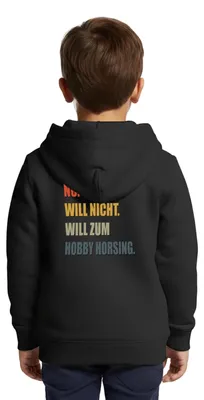 Produktbild von Spreadshirt Nö Will Nicht Will Zum Hobby Horsing Kinder Premium Organic Zip Hoodie, 158/164 (12 Jahre), Schwarz