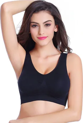 Produktbild von TEXEMP Comfort BH Bustier Sport Bra Damen Push Yoga Fitness Top Polsterung | B223 - M/L - Schwarz - 1 BH