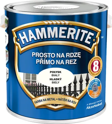 Obrázek produktu pro Hammerite barva na ochranu kovů, barva na ochranu proti korozi, lesklá bílá, 2,5 l