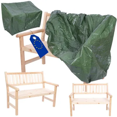 Produktbild von MODO24 Gartenbank Holz, 2-Sitzer, Schutzhülle PVC, Friesenbank, Parkbank, Massivholz, 90x117x70 cm, Natur Imprägniert, MIRA
