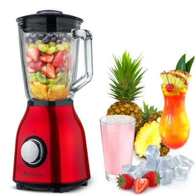 Zdjęcie produktu dla Blender kielichowy TurboTronic szklany max 1400W kruszy lód poj. 1,5L Czerwony