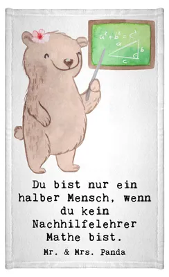 Produktbild von Mr. & Mrs. Panda Handtuch Nachhilfelehrer Mathe Herz - Weiß - Geschenk, Mini-Handtuch, Nachhilfe, gäste wc, Lustig, Mathematik, Klein, Witzig, Kleines, Gästetuch, Spruch