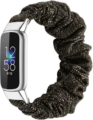 Produktbild von Strap-it Fitbit Luxe Scrunchie Armband (Schwarzes Gold)