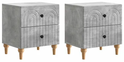Imagen del producto de vidaXL Mesitas de noche, 2 unidades, color gris cemento, 43 x 34,5 x 48 cm, material de madera