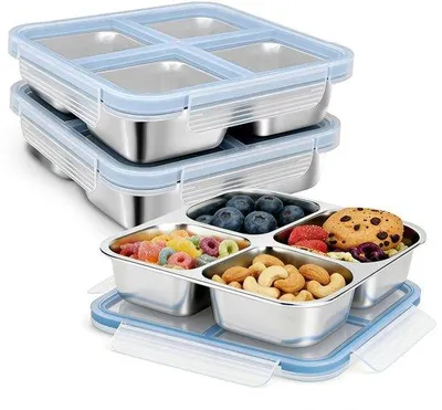 Produktbild von Set aus drei Lunchboxen aus Edelstahl – für Erwachsene, Männer und Frauen