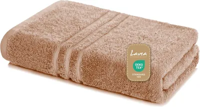 Produktbild von Lavea® Badetuch 100 x 150 cm Baumwolle, saugstarkes Duschtuch groß, Frottier Elena, Duschhandtuch, weich, waschbar 60 °C, trocknergeeignet, Cappuccino