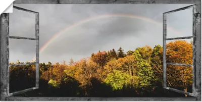 Produktbild von ARTland Poster Fensterblick - Regenbogen Größe: 100x50 cm
