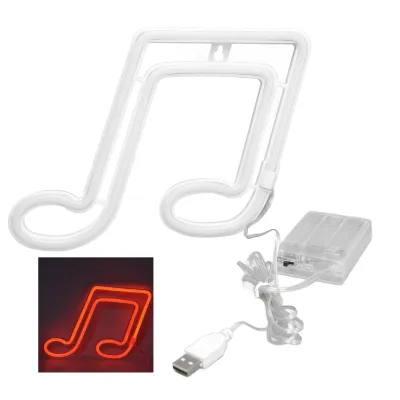 Obrázek produktu pro LED neonové světlo s motivem not – neonová noční lampička, nástěnná lampa na koncerty, nástěnná lampa na večírky, červené světlo