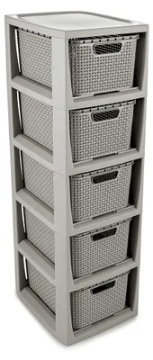 Productafbeelding van BRANQ Rattan 5 - Badkamerrek / Badplank met lades / Opbergvak