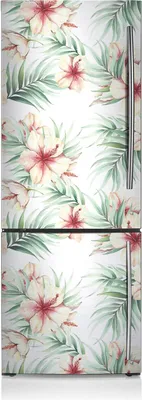 Produktbild von Kühlschrank Aufkleber Kühlschrankmagnete Dekoration Kühlschrankfolie 60x180 cm - Hawaiische Blumen