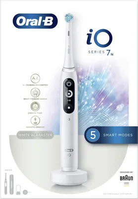 Produktbild von Oral-B iO Series 7n, Erwachsener, Vibrierende Zahnbürste, Intensiv, Tägliche Pflege, Zahnfleischpflege, Sensibel, Whitening, Weiß, 2 min, Weiß