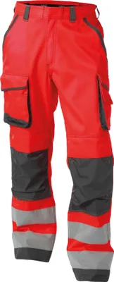 Produktbild von DASSY® Chicago Warnschutzhose mit Kniepolstertaschen NEONROT/ZEMENTGRAU Gr.46 Länge: MINUS