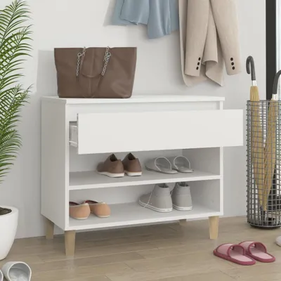 Immagine prodotto di vidaXL Scarpiera bianca 70x36x60 cm in legno - Scarpiera - Scarpiere - Portascarpe - Magazzino per scarpe