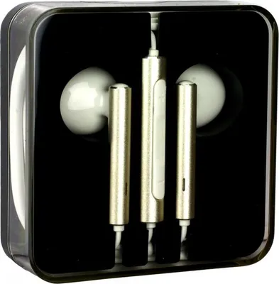 Produktbild von Original Huawei Headset für P30 lite / P smart Z / P20 Pro / P20 / P20 lite / P10 / P9 Plus / P9 AM116 Gold Jewel Case in Gold Kopfhörer Ohrhörer geformt Head-Set 3,5mm Stecker Stereo Sound + gratis Emiro® Bildschirm Reinigungspad