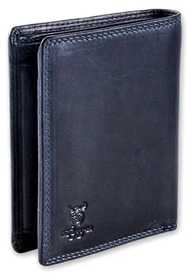 Produktbild von Leder Portemonnaie Herren #VIGO mit edler Geschenk Box, Elegante RFID Geldbörse, Luxus Portmonee Herren Karten Viele Kartenfächer in Navy Blau