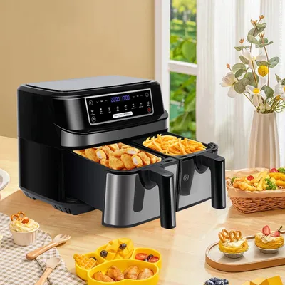 Image de Friteuse à air chaud Airfryer - 5512DT - XXL 9 L double chambre - 2 tiroirs indépendants de 4,5 L - 8 programmes - Écran tactile LED - 220-240 V - CE