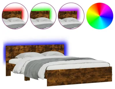 Obrázok produktu pre vidaXL Rám postele s čelom a LED osvetlením údený dub