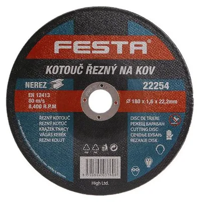 Obrázek produktu pro Kotouč řezný FESTA na kov 180x1.6x22.2mm 22254