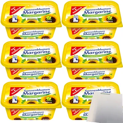 Produktbild von Gut & Günstig Sonnenblumenmargarine reich an ungesättigten Fettsäuren 6er Pack (6x500g Packung) + usy Block